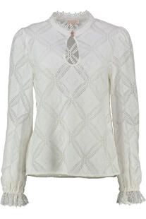 KR�GER COLLECTION Bluse natur Langarm in edler Ajour-Optik