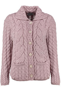ARAN Strickjacke ros� im typischen Irland Aran Strick