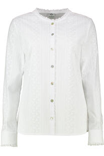 BERWIN Bluse wei� mit hochwertiger Spitzenborte