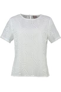 BERWIN Bluse wei�  mit Ton-in Ton Stickerei