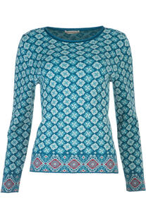 DUNQUE Jacquard-Pullover Petrol-bunt gemustert