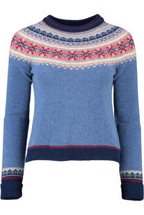 ERIBE Pullover Alpine blue morning gemustert im Fair-Isle Strickmuster