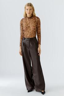 OUI Shirt camel/grey gemustert