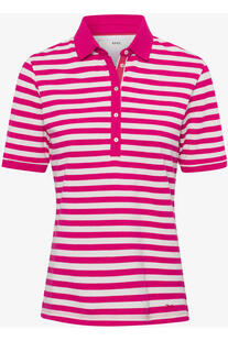 BRAX Polo-Shirt Cleo rasperry gestreift in Piqu�-Qualit�t
