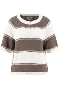 FYNCH HATTON Pullover milk gestreift Kurzarm