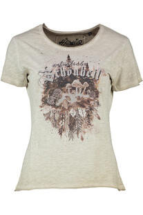 HANGOWEAR T-Shirt Gisela beige in Vintage-wash-Optik