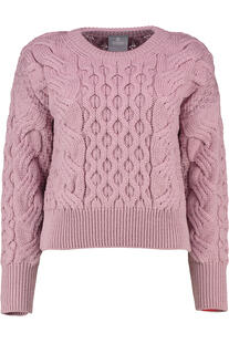 ARAN Pullover rose im typischen Aran Strick aus supersofter Merinowolle