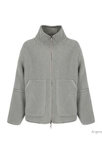 COVERED Wende-Jacke Terra light grey Teddy-Fleece und Leder-Optik