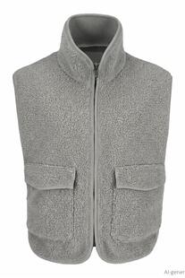 COVERED Wende-Weste Tess light grey Teddy-Fleece und Leder-Optik