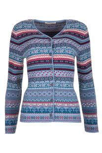 DUNQUE Jacquard-Strickjacke Blau-bunt gemustert