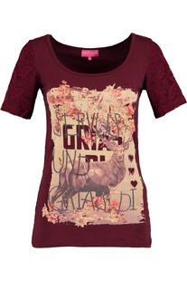 Kr�ger Dirndl Trachten-T-Shirt Servus & Grias Di weinrot