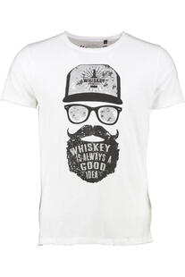 HANGOWEAR T-Shirt weiss Kurzarm Whiskey Hipster