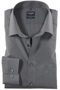 OLYMP Luxor gemustertes Hemd langarm Slim Fit mittelgrau
