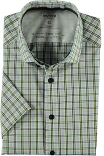 OLYMP Hemd Modern Fit Luxor Blau kariert Modern Fit Kurzarm
