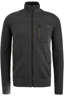 PME Legend Half zip collar cotton knit bone white