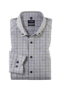 OLYMP Luxor gemustertes Hemd langarm Slim Fit kitt