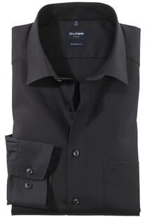 OLYMP Business Hemd Luxor schwarz Modern Fit Langarm