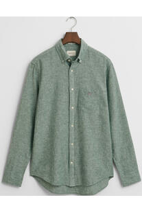 GANT REG Leinen Hemd woody green Regular Fit Langarm