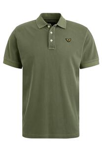 PME LEGEND Polo Shirt pique garment dye Deep lichen green