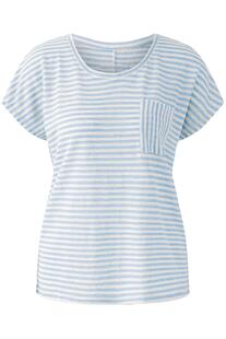 OUI Leinen-Shirt blue/white gestreift