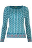 Vorschaubild zu DUNQUE Jacquard-Pullover Petrol-bunt gemustert
