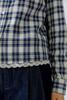 Vorschaubild zu OUI Bluse White-blue kariert Langarm mit Spitze am Saum, 6