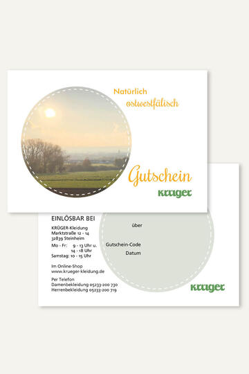 Kr�ger-Kleidung Geschenkgutschein 50 Euro per Post