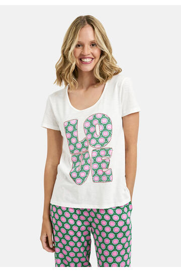 Milano Italy T-shirt with roundneck and Artwork offwhite