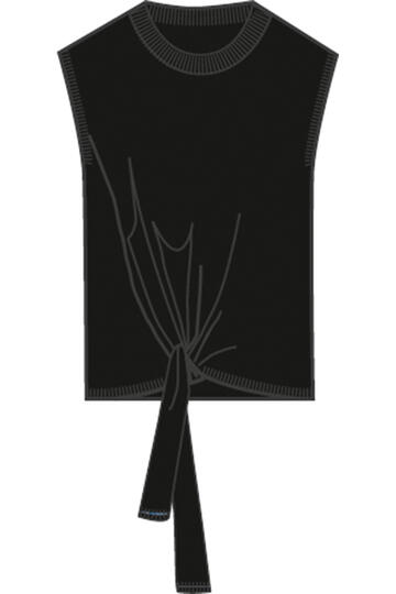 Milano Italy Knitted Top w roundneck and knotdetail at front black