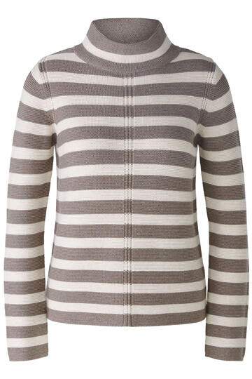 Oui Pullover reine Baumwolle brown offwhite