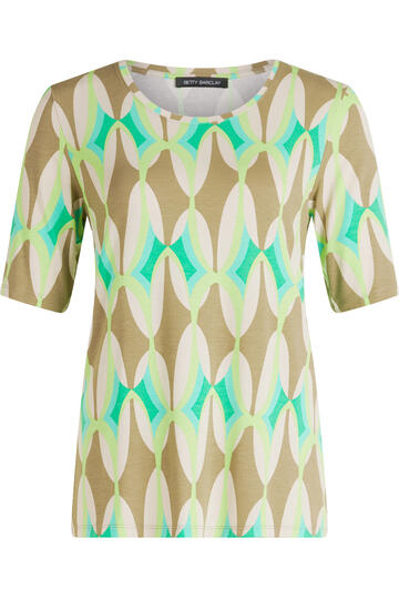 BETTY BARCLAY Shirt Khaki/Gr�n gemustert Kurzarm