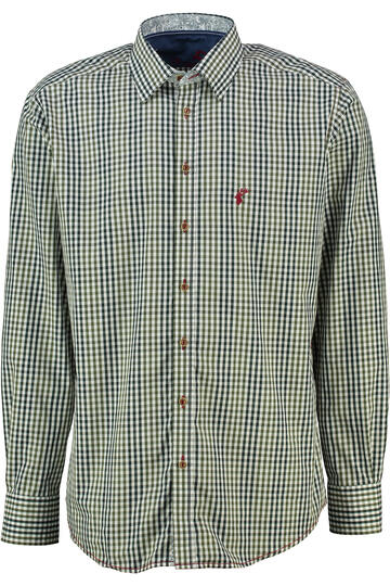 OS TRACHTEN Hemd gr�n kariert Slim Fit Langarm Haifischkragen