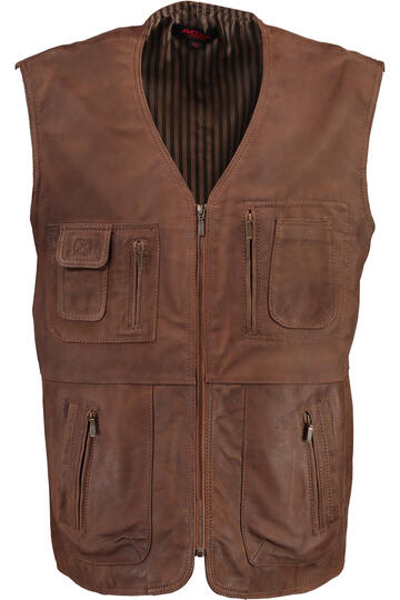 MADDOX Leder Weste whisky Lammnappaleder