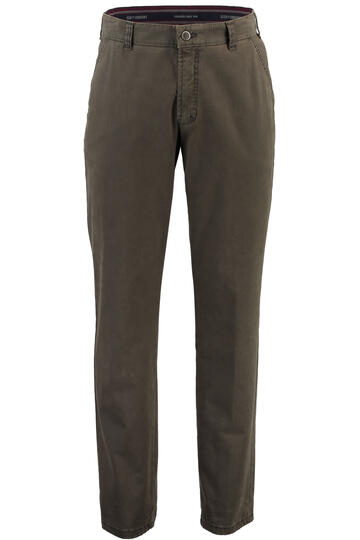CLUB OF COMFORT High Stretch Baumwoll-Hose oliv Garvey Flat-Front