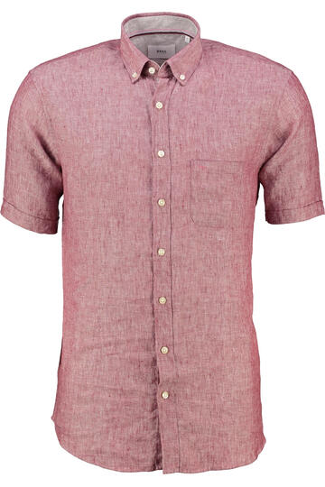 BRAX Leinen Hemd Dan rot Modern Fit Kurzarm