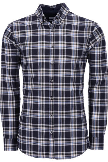BRAX Leicht Flanell Hemd Daniel blau/gr�n kariert Modern Fit Langarm Button-down