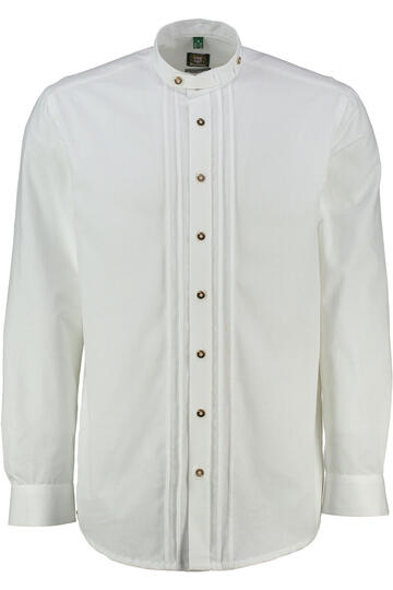 OS TRACHTEN Hemd weiss Regular Fit Langarm mit Bliesen