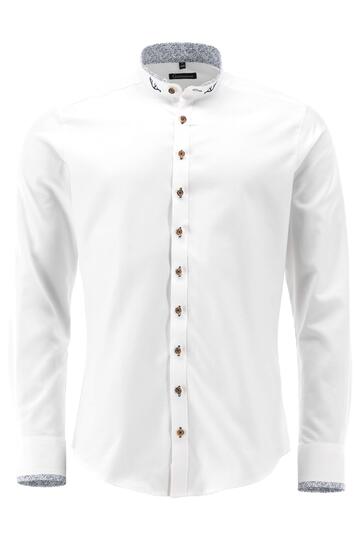 OS TRACHTEN Hemd wei�/blau Slim Fit Langarm