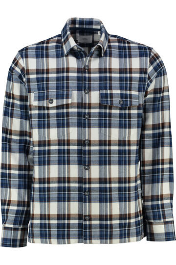 BRAX Flanell Hemd Kay blau kariert Comfort Fit Langarm