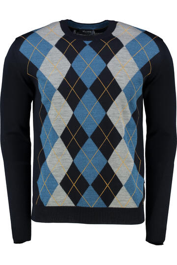 MAERZ Pullover blau gemustert Argyle-Muster