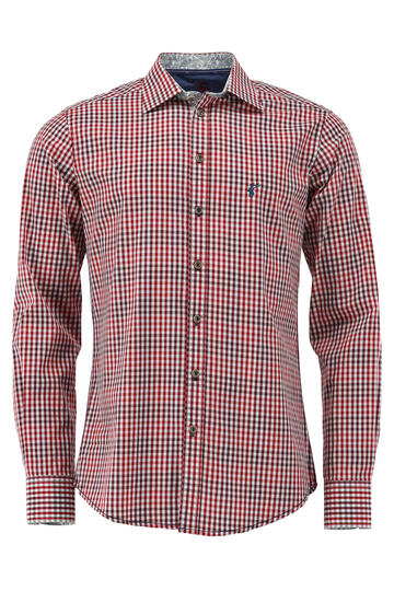 OS TRACHTEN Hemd rot kariert Slim Fit Langarm