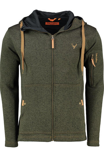 OS TRACHTEN Fleece-Jacke oliv meliert mit Kapuze