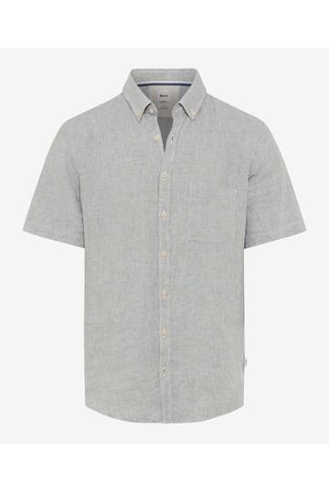 BRAX Vichy Karo Leinen Hemd Dan gr�n kariert Modern Fit Kurzarm Leinen