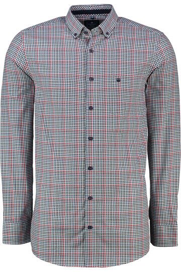 REDMOND Oxford Karo Hemd rot kariert Regular Fit Langarm Button-Down