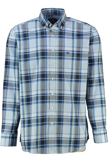 FYNCH HATTON Hemd blau/gr�n kariert Comfort Fit Langarm Button-down