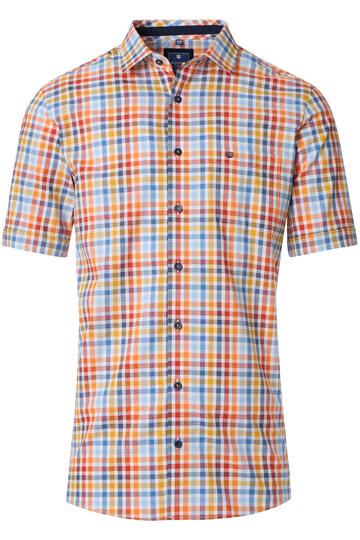 REDMOND Hemd gelb kariert Regular Fit Kurzarm Button-Down