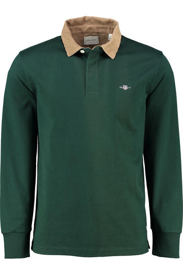 GANT Cord Collar Heavy Polo Shirt tartan green
