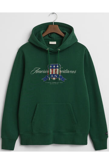GANT Crest Graphic Hoodie forest green