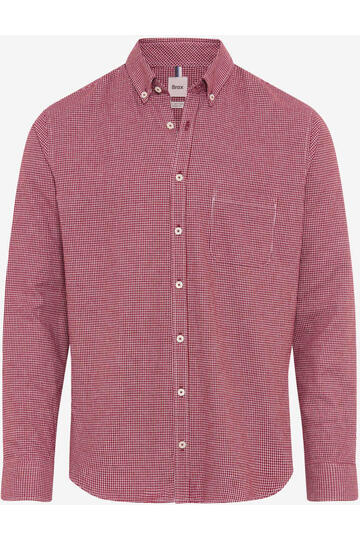 BRAX Light Flanell Hemd Daniel red wine kariert Modern Fit