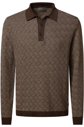 PIERRE CARDIN Strick-Polo-Pullover lark gemustert